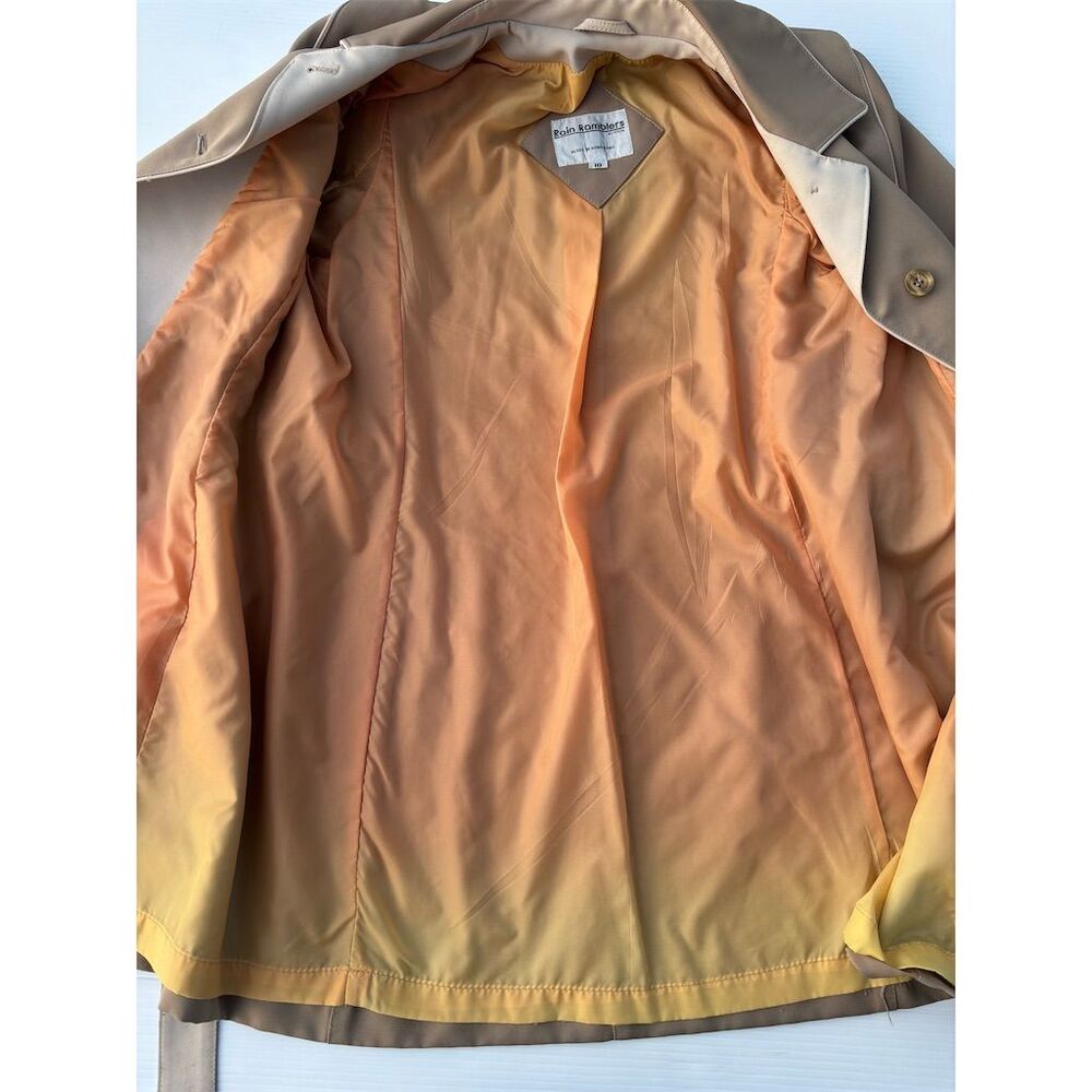 Rain Ramblers Women's Beige Trench Coat Size 10 Belted Long Casual - Picture 9 of 10